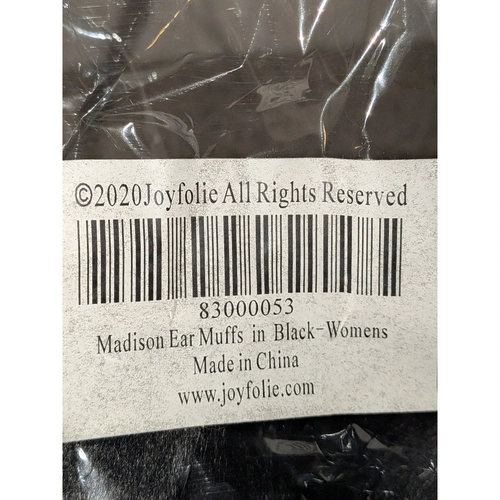 Joyfolie Madison Ear Muffs Black Womens Faux Fur Plush Warm Winter Headband NWT‎